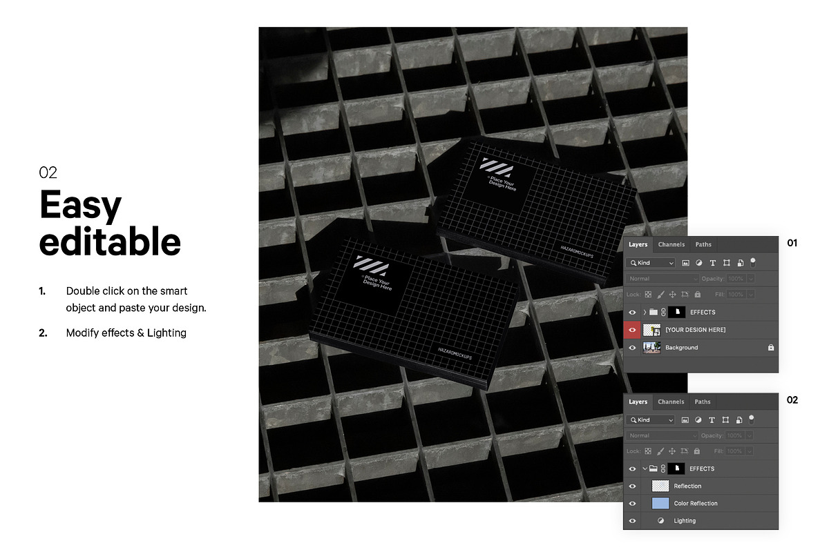 Adjustable Business Card Mockup, a Print Template by HAZARD MOCKUPS (Photo 3 of 8)