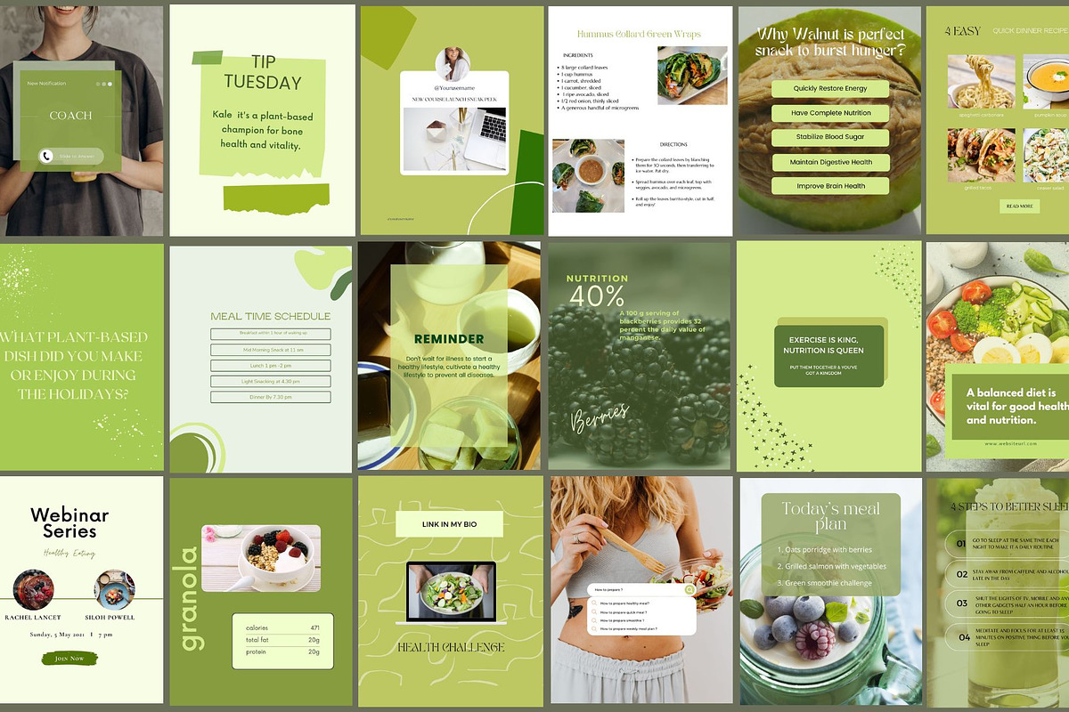 Nutrition Coach Instagram Canva Kit, a Social Media Template by Deepa Template Studio (Photo 1 of 12)