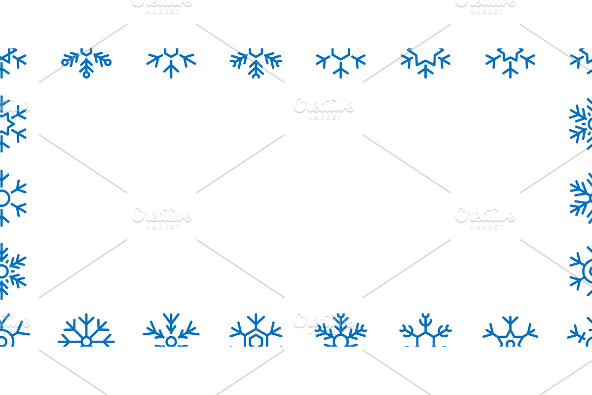 Decorative snowflake frame border, an Illustration by GraphiShop