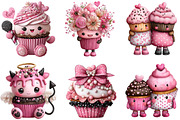 Funny Valentine’s Day Cupcake Clipar, an Illustration by DreamCafeArt (Thumbnail 3 of 6)