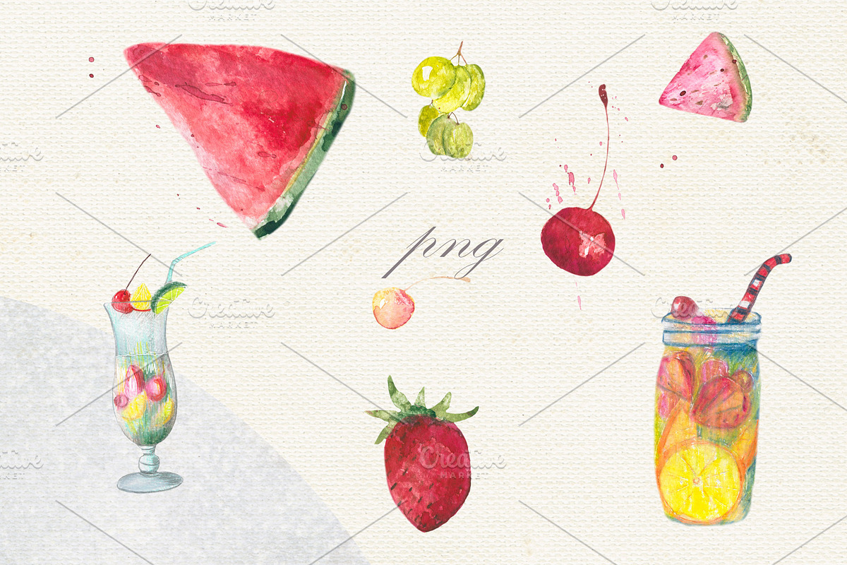 Fruit vegetables food watercolor, a Food Illustration by JuliaFast (Photo 7 of 9)
