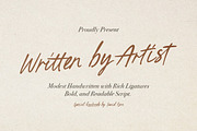 Written by Artist - Ligature Script, a Script Font by Sarid Ezra (Thumbnail 1 of 11)