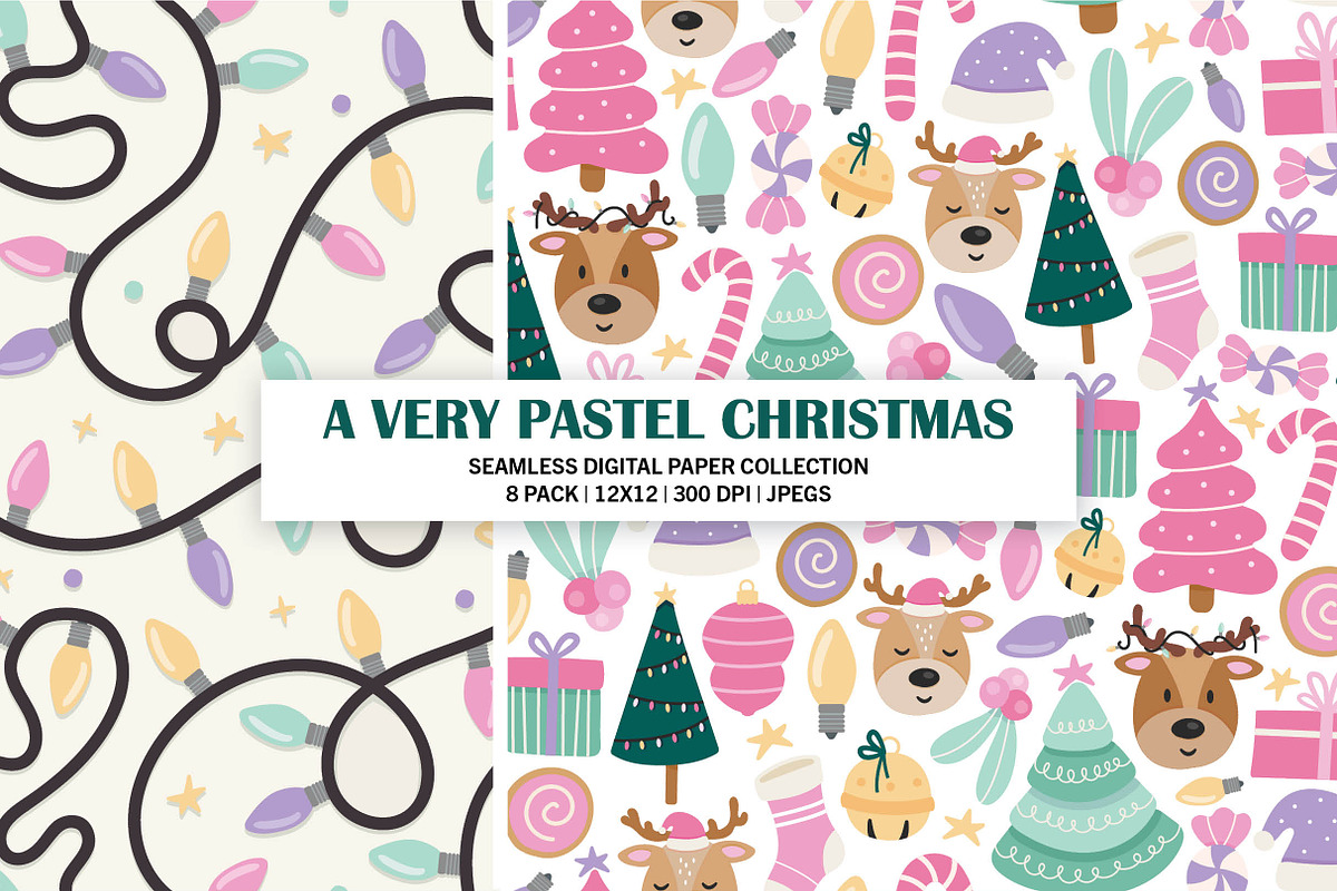 Pastel Christmas Seamless Pattern, a Pattern Graphic by Alanna Messina Design Co (Photo 2 of 8)