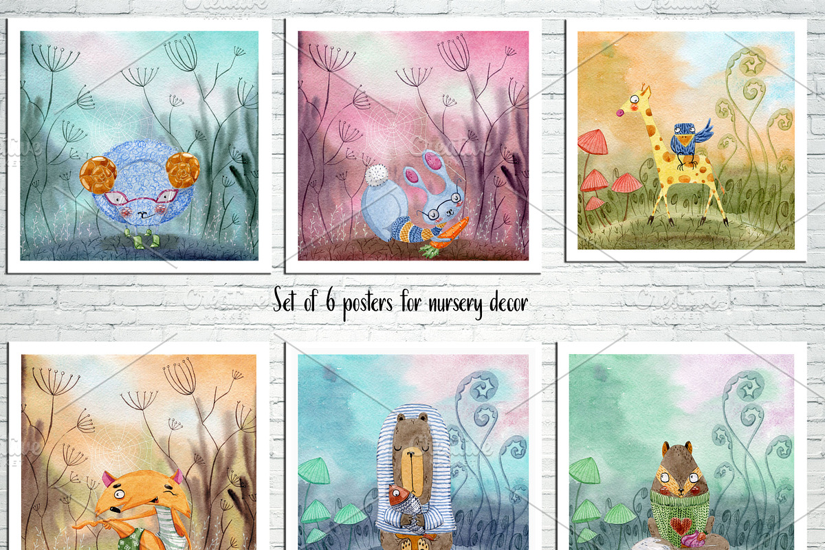 Cute watercolor animals Design Set, an Animal Illustration by Xenia_Art (Photo 13 of 14)