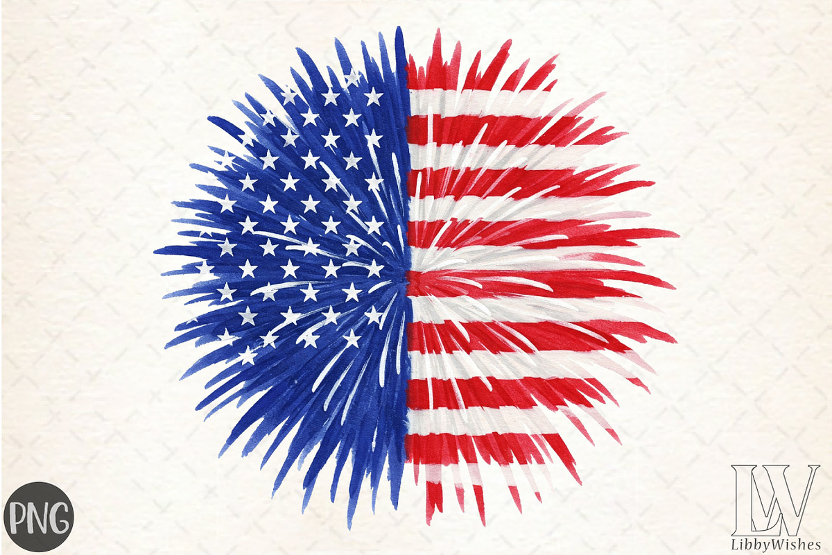 Happy 4th of July Fireworks Salute, an Illustration by Libby Wishes (Photo 1 of 4)
