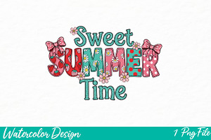 Sweet Summer Time PNG, an Illustration by Watercolor design