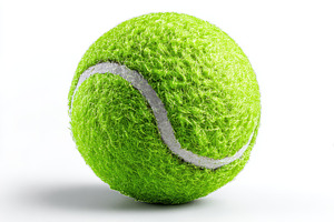 Green tennis ball isolated on white, a Photo by Pixeness Studio