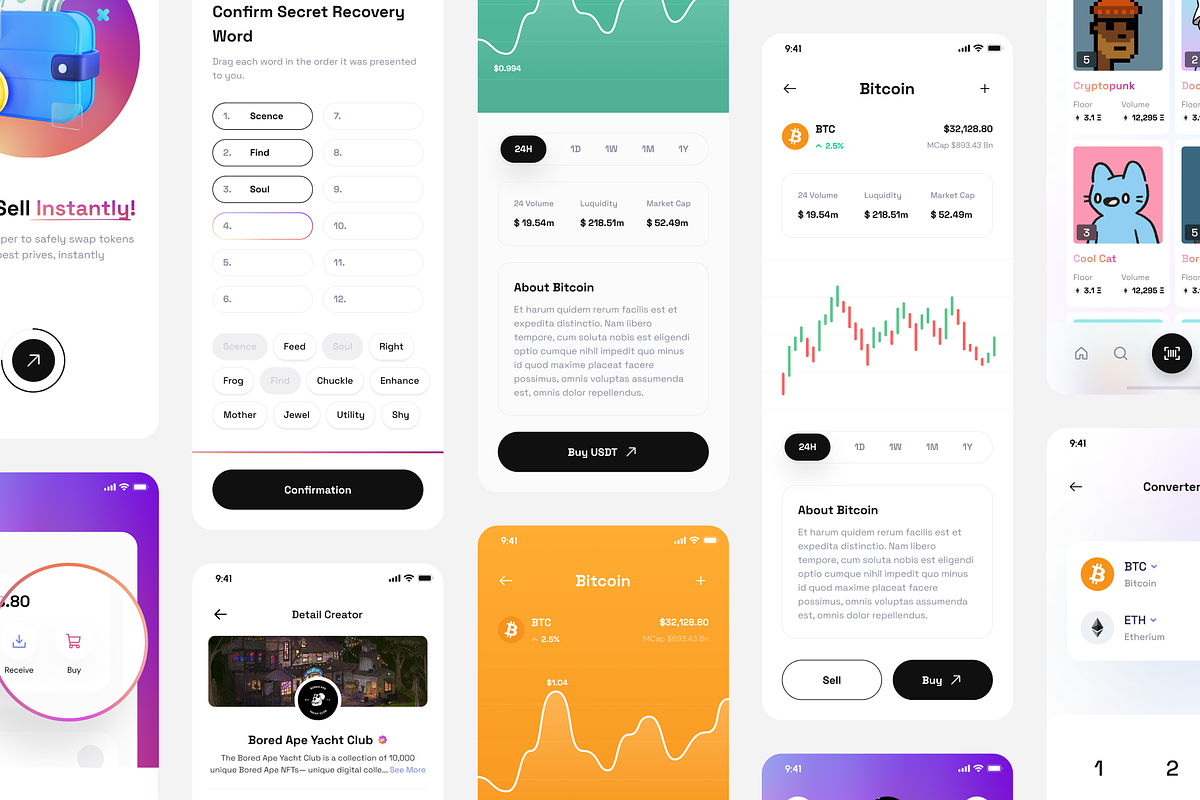 Crypee - Crypto Wallet Mobile Apps, an UI Kit Template by pickolabstudio (Photo 3 of 6)