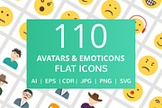 110 Avatars & Emoticons Flat Icons, an Emoji Icon by IconBunny (Thumbnail 1 of 2)