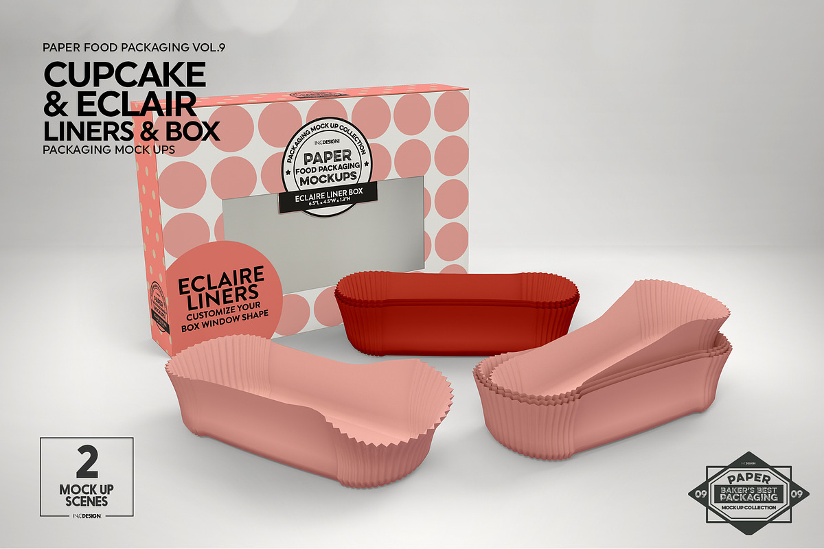 Cupcake Eclaire Liner Box Mockup, a Cups & Container Mockup by INCDesign (Photo 5 of 8)