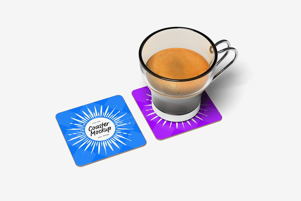 Square Coaster Mockup, a Cups & Container Mockup by Graphic Deal (Photo 4 of 8)