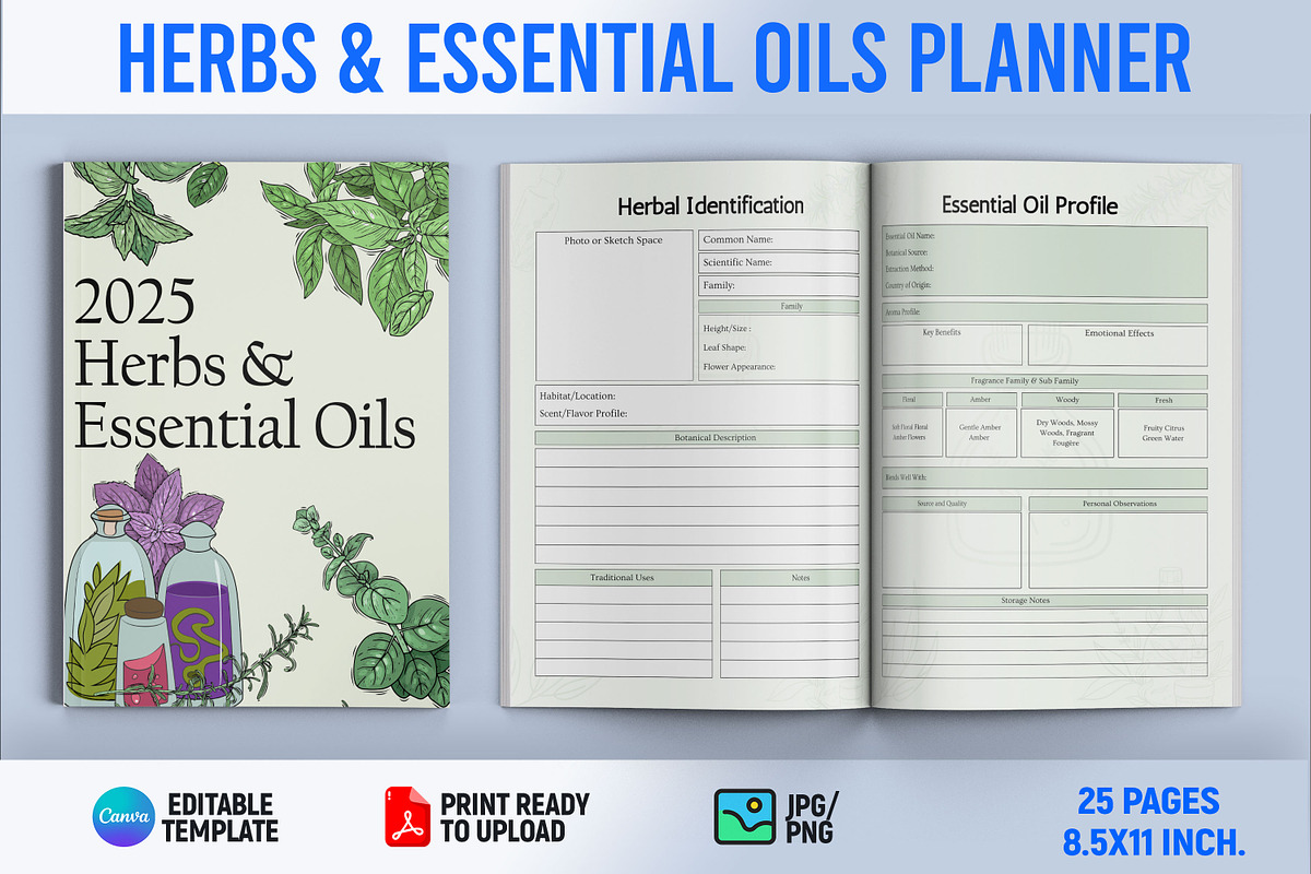 Herbs & Essential Oils Planner, a Print Template by Book2bees (Photo 1 of 4)
