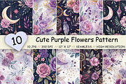 Cute Purple Flowers Pattern Bundle, a Pattern Graphic by FloridPrintables (Thumbnail 1 of 9)