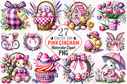 Pink Easter Gingham Clipart, an Illustration by RobertsArt (Thumbnail 1 of 7)