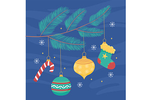 christmas branch with balls, an Illustration by studiogstock