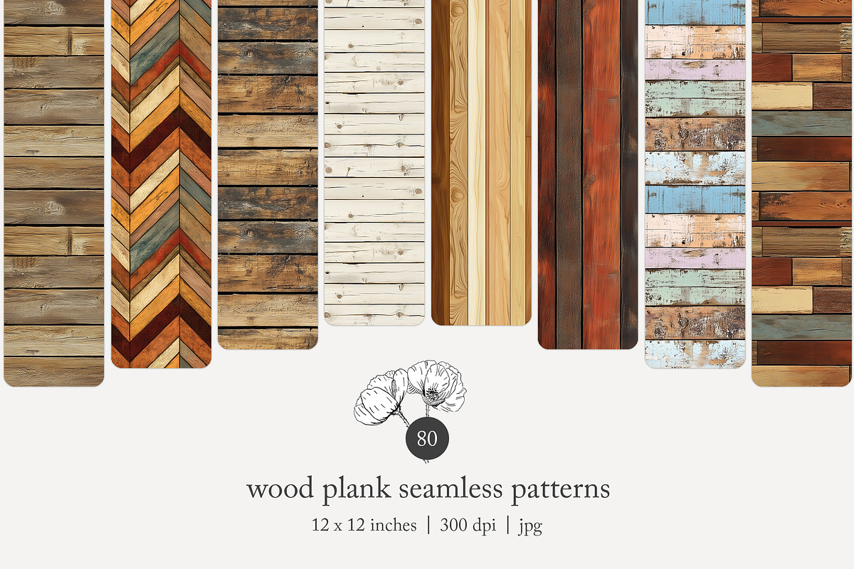 80 wood plank seamless pattern, a Pattern Graphic by Poppy Lane Studio (Photo 1 of 11)