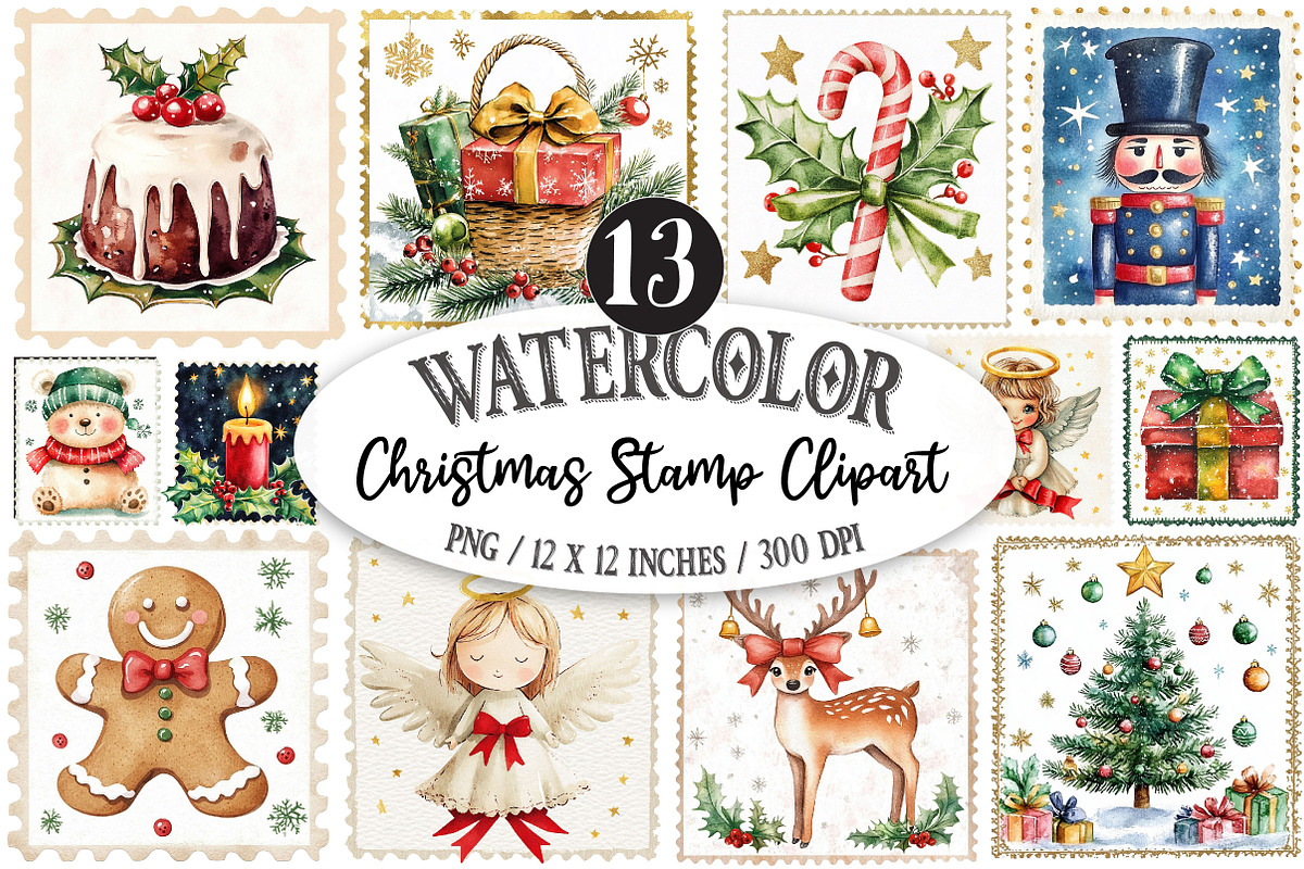 Christmas Stamp Clipart, a Seasonal Illustration by Designking (Photo 1 of 3)
