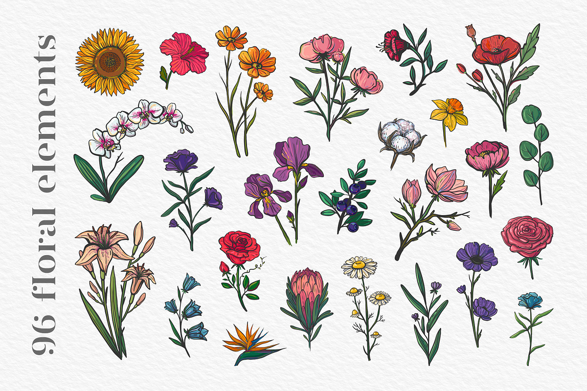 Floral clipart and monograms, vector, an Illustration by harmonia_green_art (Photo 2 of 16)