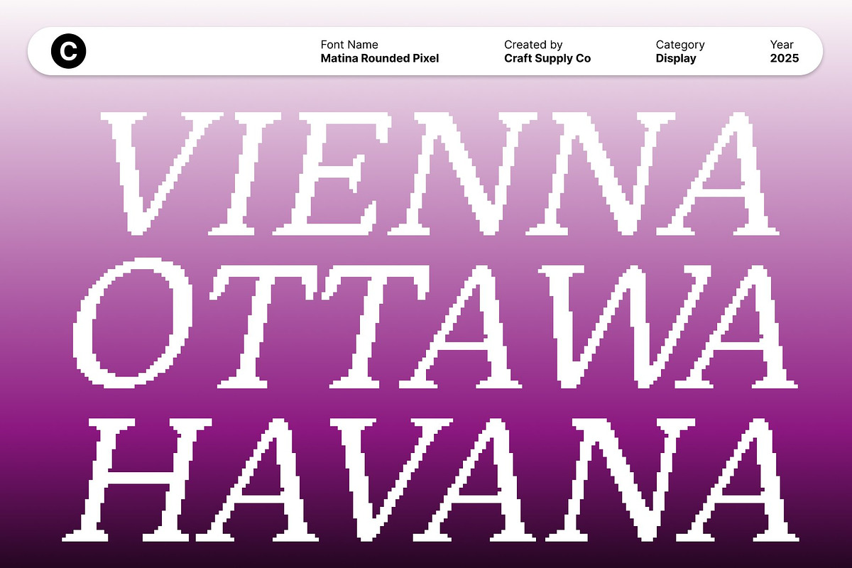 Matina Rounded Pixel, a Serif Font by Craft Supply Co. (Photo 4 of 8)