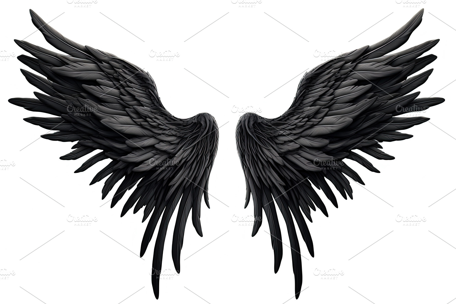 black wings on white background.  Generative Ai, a Photo by Ales Munt