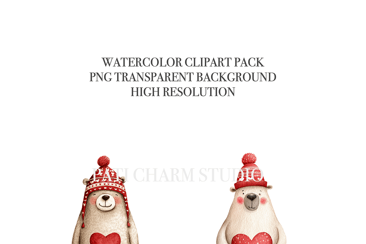20 Valentine Bear Clipart, an Animal Illustration by Pati Charm Studio (Photo 5 of 8)