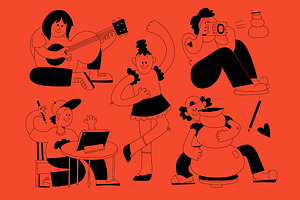 Orange Line Art Artist Illustration, an Object Illustration by graphicook
