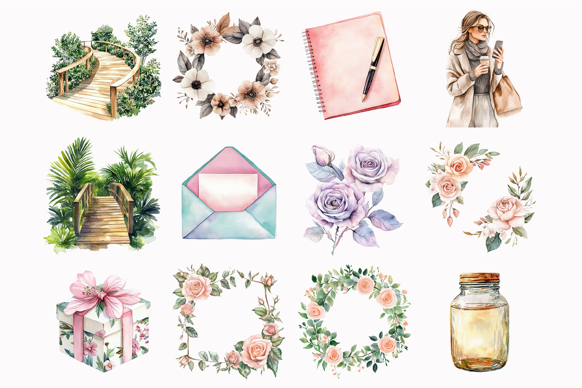 Watercolor Spring Wealth & Goals Cli, an Illustration by Design Market (Photo 3 of 5)