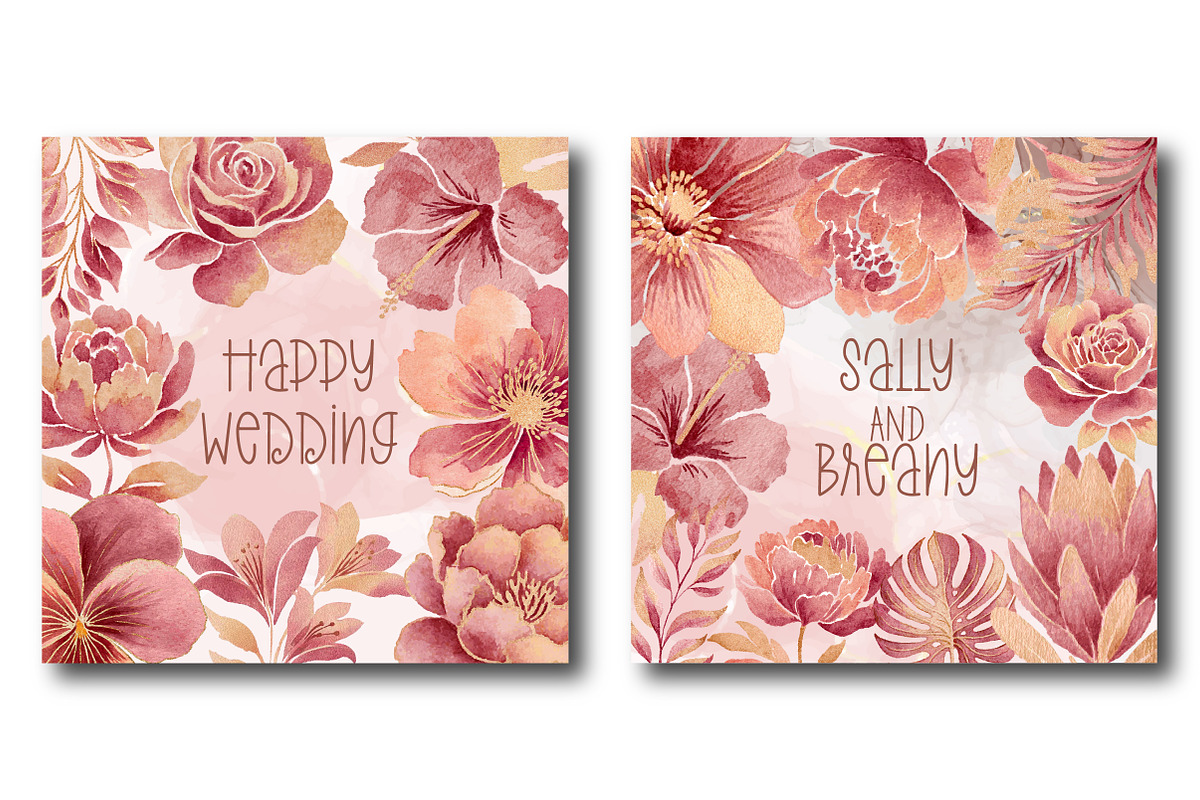 Rose Gold Leaves Flowers Foil Elemen, an Illustration by Sublimation Artist (Photo 4 of 7)
