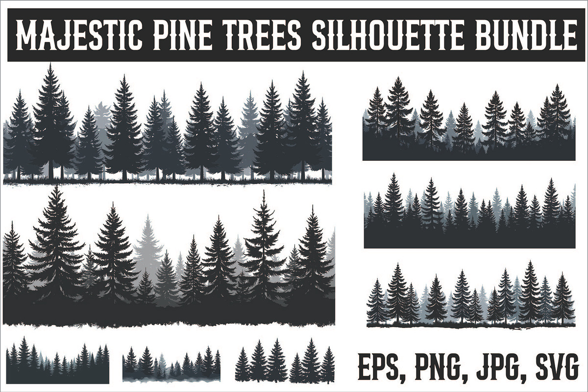 Majestic Pine Trees Silhouette, an Illustration by Amazin_art (Photo 1 of 9)