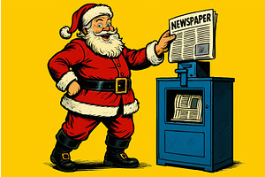 Santa Claus Taking Newspaper from, an Illustration by AlexArt
