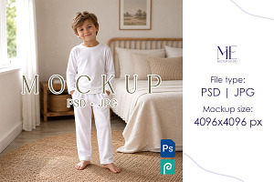 Kids Pajama Mockup Two Piece Pajama