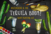 Tequila Boom Watercolor & Ink Set, a Food Illustration by Fluffy Unicorn (Thumbnail 1 of 5)