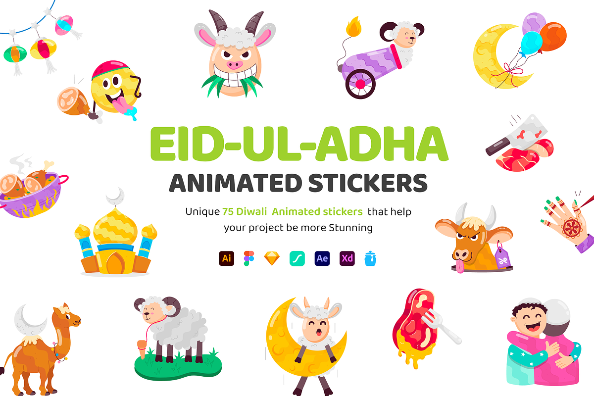 Animated Eid-ul-Adha Stickers, an Emoji Icon by Vectors Market (Photo 1 of 7)