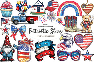 Patriotic Stars & Stripes Sublimatio, an Illustration by CreationArt
