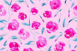 Watercolor roses seamless pattern