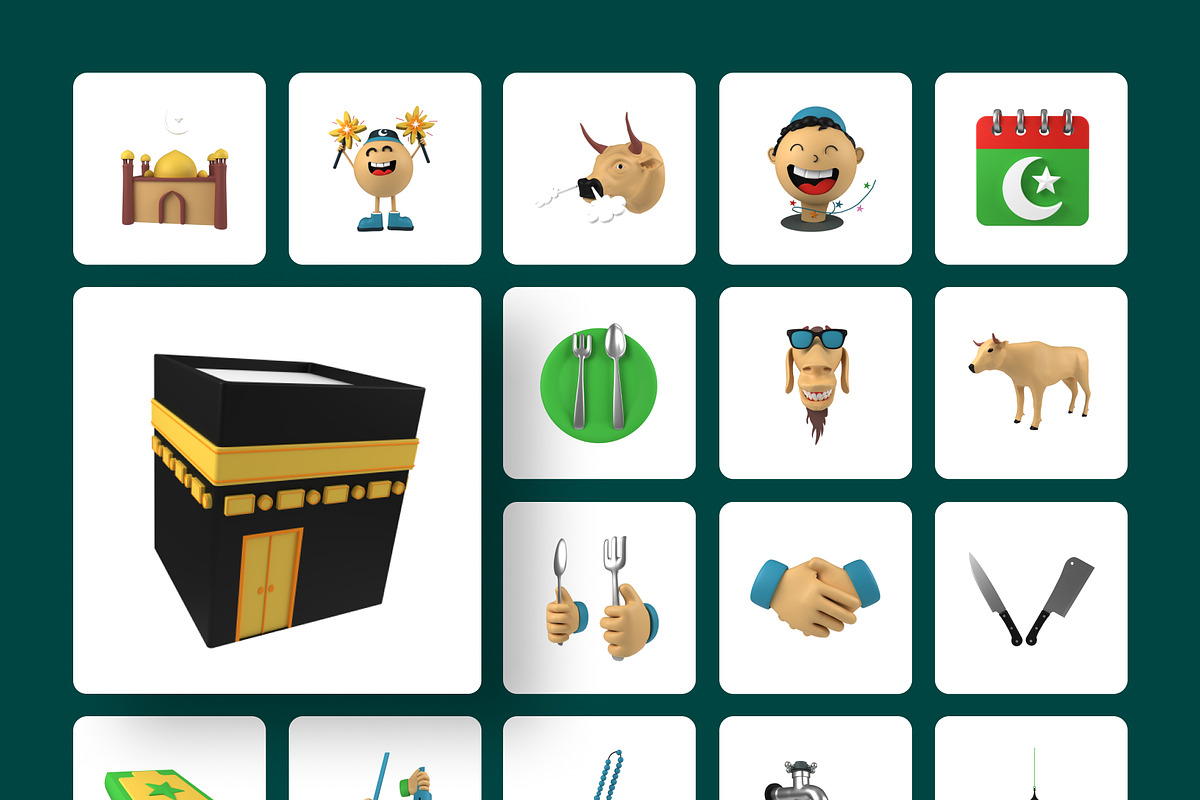 3D Eid ul Adha Icons, a Characters & Person 3D Model by Vectors Market (Photo 9 of 9)