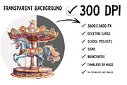 Watercolor Carousel Clipart Bundle, an Illustration by Craft Nest (Thumbnail 2 of 9)