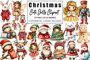Christmas Cute Dolls Clipart, a Graphic by CitraGraphics (Thumbnail 1 of 4)