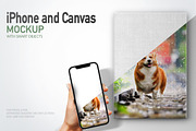iPhone and Canvas Mockup, a Product Mockup by Moonlight Creative (Thumbnail 1 of 5)