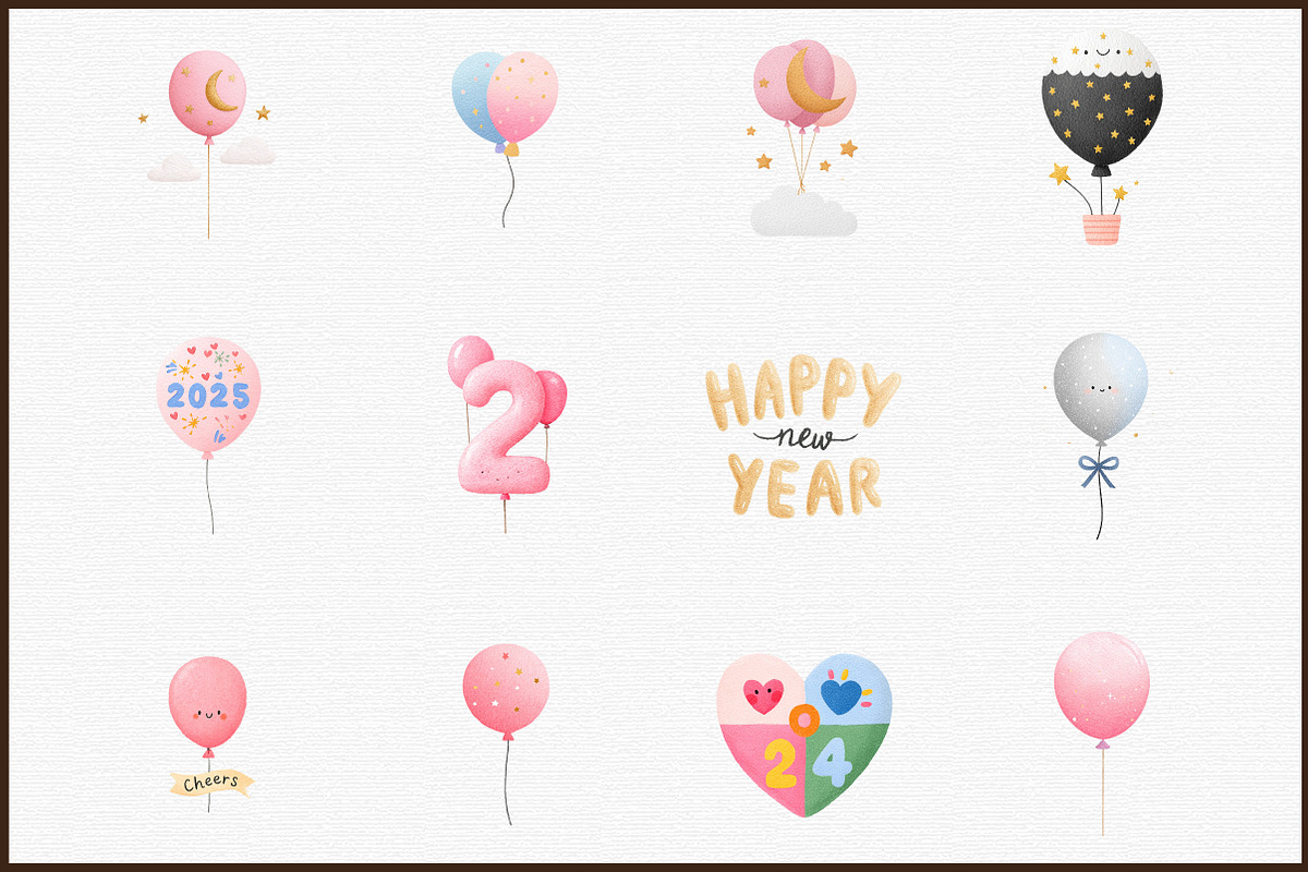 New Year Balloon Clipart, an Illustration by Sublimation Artist (Photo 3 of 6)