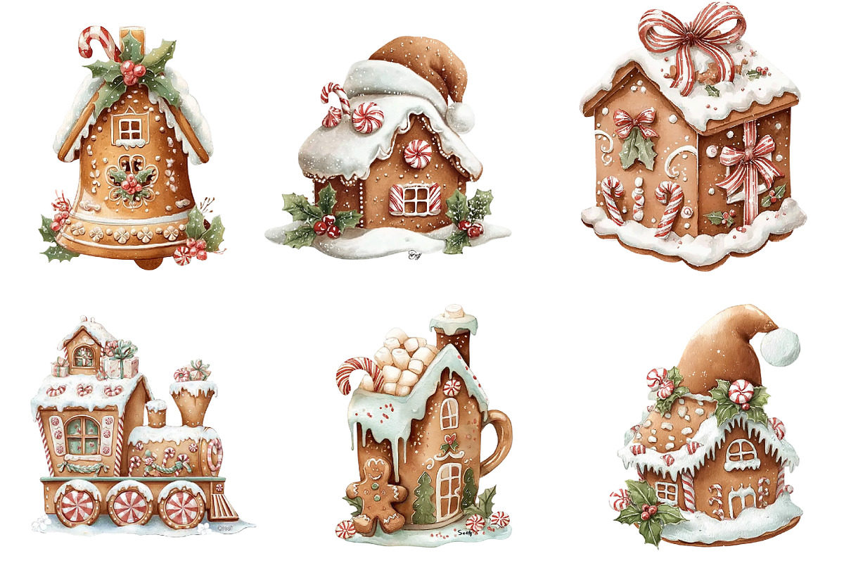Christmas Gingerbread House Clipart, an Illustration by DreamArtGraphic (Photo 5 of 5)