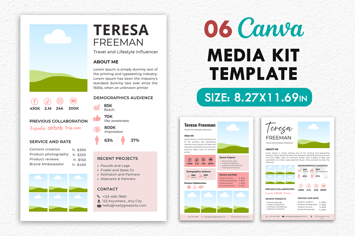 Canva Influencer Media Kit Templates