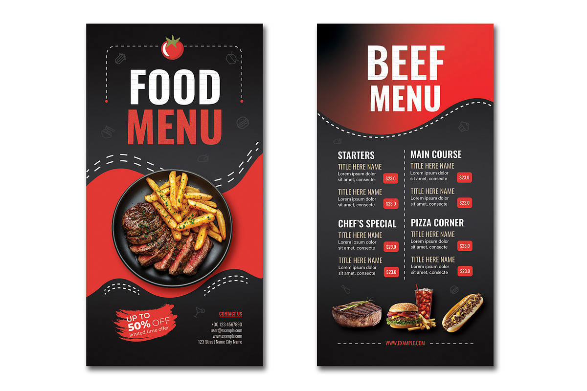 Food Menu Template, a Flyer Template by MightyDesign (Photo 1 of 5)