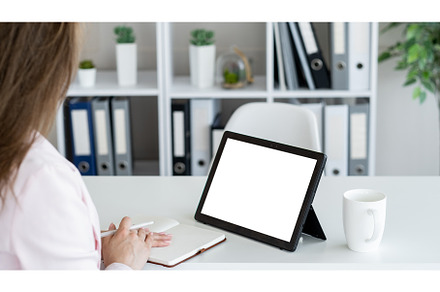 virtual conference office woman, a Technology Photo by Photo Drive Studio
