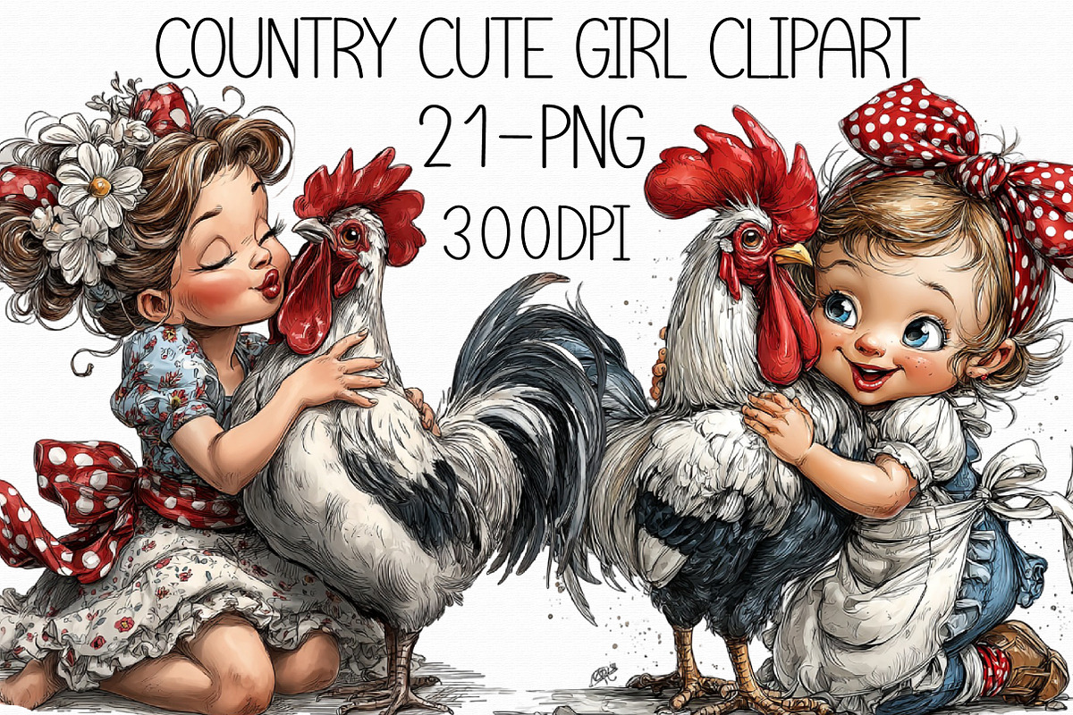21 PNG Country Cute Girl Clipart, an Illustration by Libby Wishes (Photo 1 of 7)