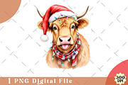 Mooey Christmas Funny png, an Illustration by Watercolor design (Thumbnail 1 of 3)