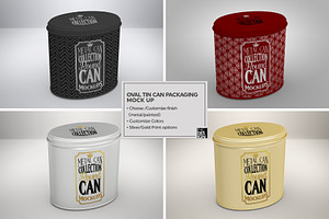 Oval Tin Can Packaging Mockup