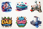 Car Lover Fathers Day Watercolor Cli, a Seasonal Illustration by RobertsArt (Thumbnail 3 of 4)