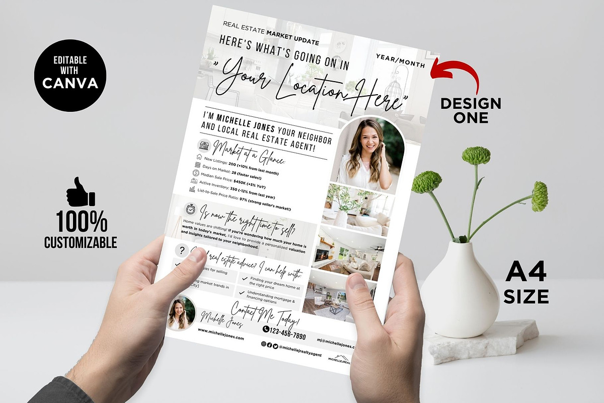 Real Estate Market Update Flyers, a Flyer Template by CreativeVinesStore (Photo 2 of 7)