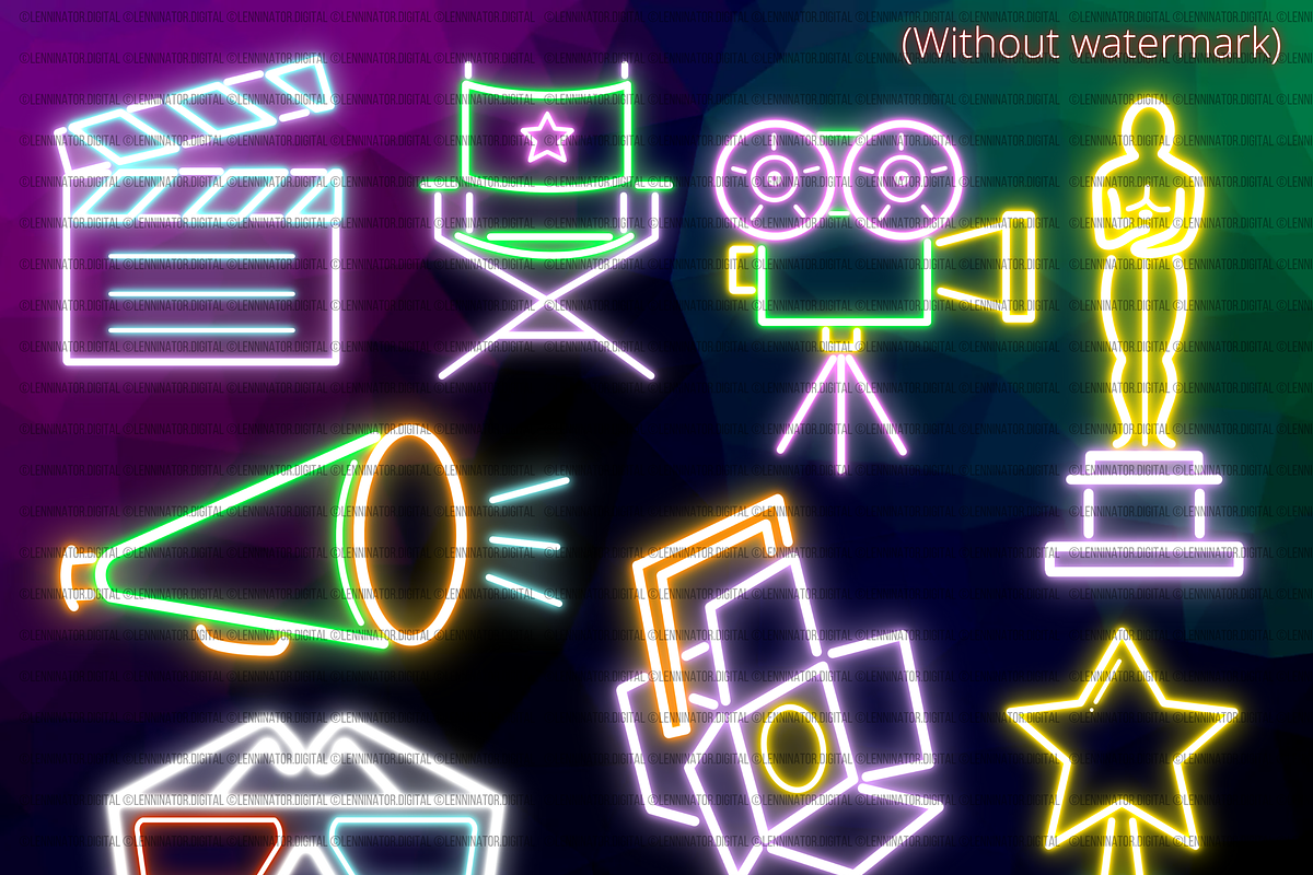 Neon Cinema Movie Night Clipart PNG, a Technology Illustration by Lenninator Digital (Photo 2 of 6)